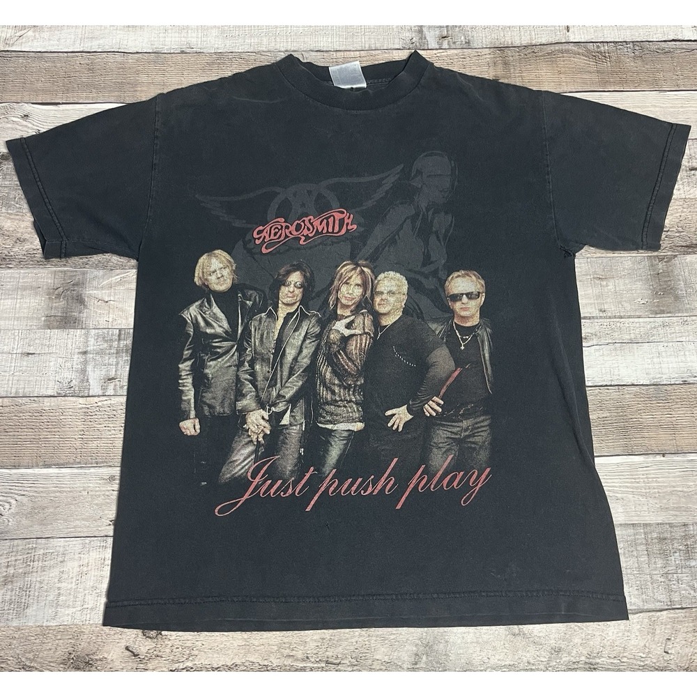 Aerosmith Shirt Size Medium Black Vintage Band Tee Hajime Sorayama